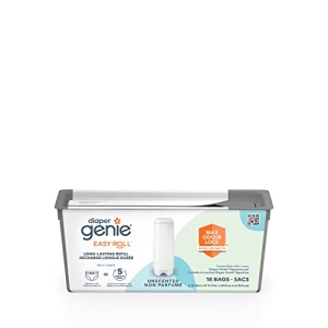 Diaper Genie Easy Roll Refill with 18 Bags - for the Diaper Genie Signature and Platinum pails | Lasts Up to 5 Months or Holds Up to 846 newborn Diapers Per Refill blue 1 Count