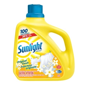 Sunlight Detergent Original Lemon Fresh (100 loads, 4.0L) with Concentrated Formula, Laundry Detergent Liquid for Exceptional Cleaning and Stain Remover to Brighten Laundry, Yellow