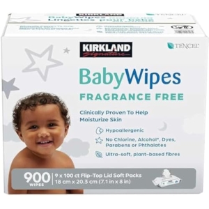 Kirkland Signature Baby Wipes, Fragrance Free, 9 Packs of 100