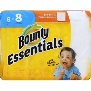 Bounty Essentials Paper Towels, White, 6 Count
