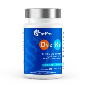 CanPrev D3 & K2 | Organic Coconut Oil | 240 Softgels Helps Build And Maintain Bone Health with Vitamin D3 K2 Vitamin Supplement