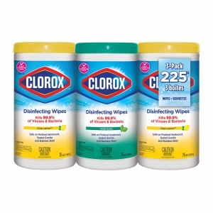 Clorox Disinfecting Wipes, Multi-Pack of 3 Canisters, 2 Crisp Lemon and 1 Fresh Scent